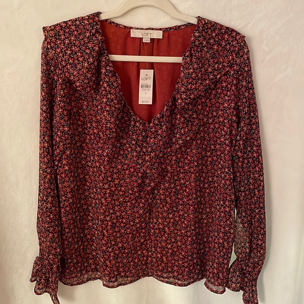 Beautiful LOFT Ruffle V-Neck Blouse